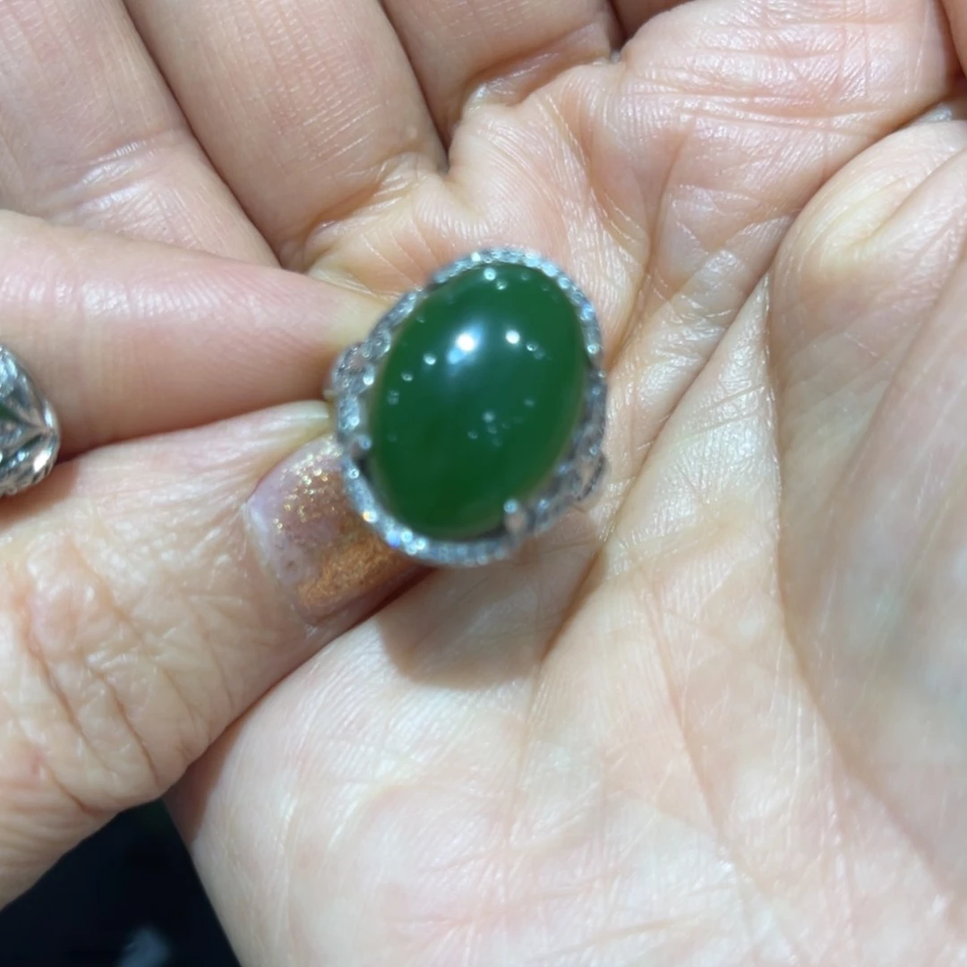 【闪购商品】和田玉戒指银S925镶嵌随**扬
