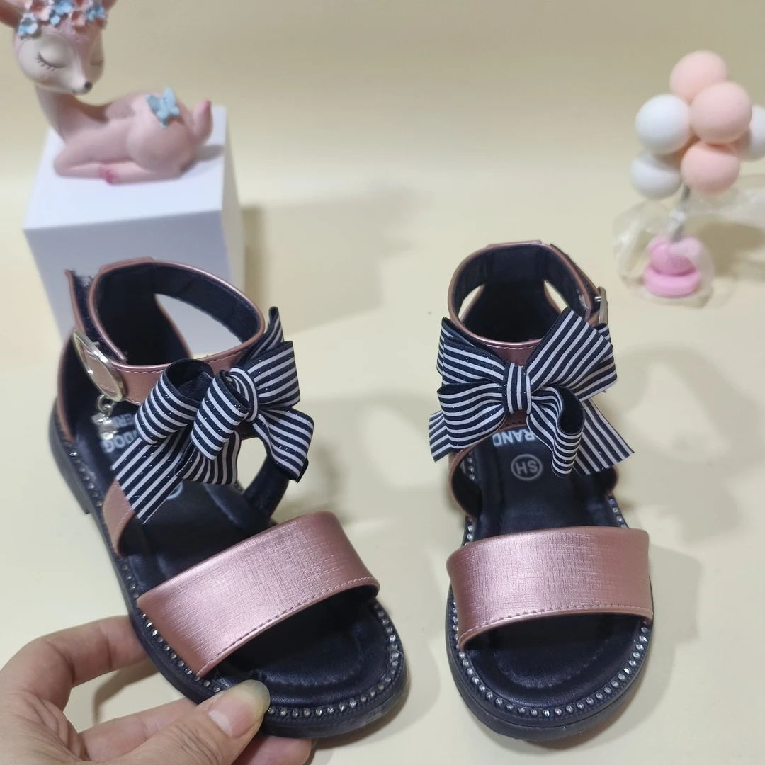 女童凉鞋2023年新款时尚公主鞋夏季小女孩中大童罗马鞋软底蝴蝶