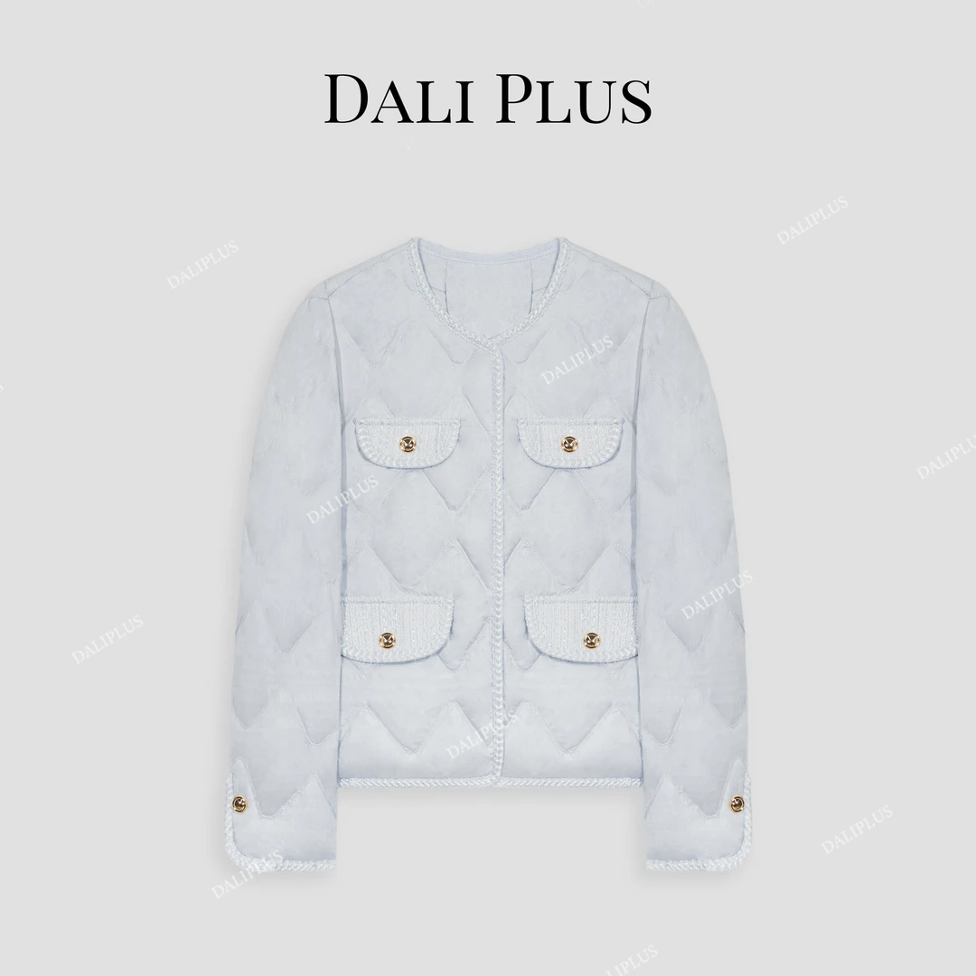 DALI PLUS经典简约鸭绒服小香拼接通勤轻薄羽绒服-D4CH0148