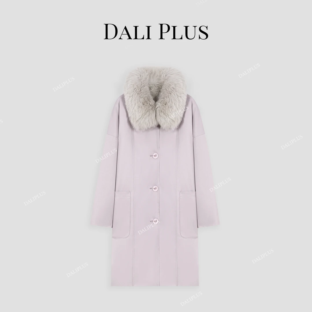 DALI PLUS【狐狸毛+兔毛】内里防风保暖风衣皮草派克服-D4TT0133