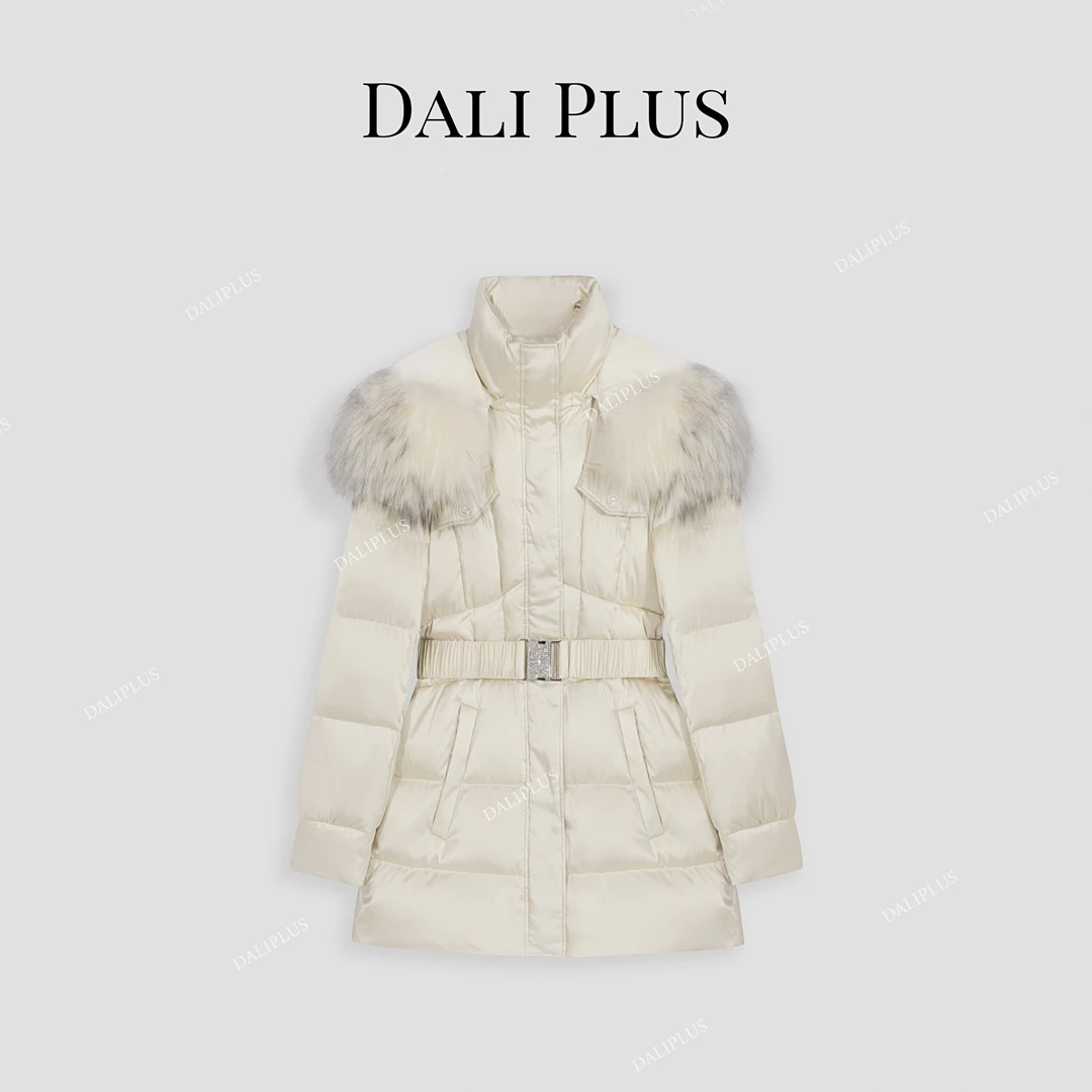 DALI PLUS桑蚕丝貉子毛鹅绒服 高端轻奢香槟金羽绒服-D4YW0116