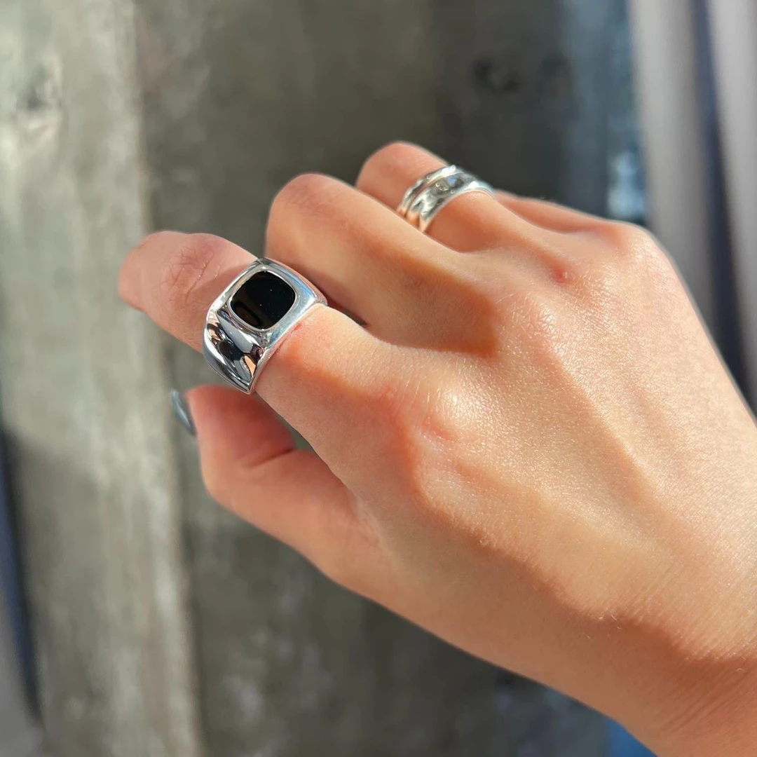 925银戒指 JIUJIU【冰川】时尚个性素圈开口戒指0821