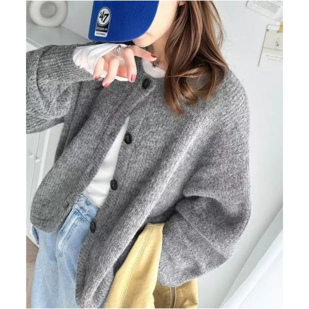 【DD外贸】 秋冬上新 C 时尚宽松前后两穿长袖针织开衫