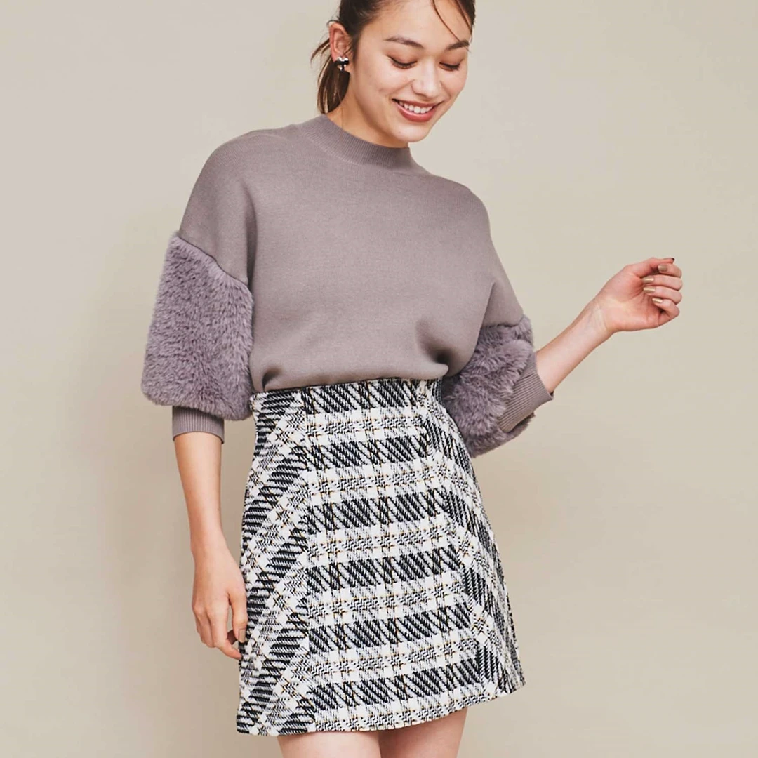 【DD外贸】 31 夏季新款 时尚设计感收腰显瘦格纹半身裙