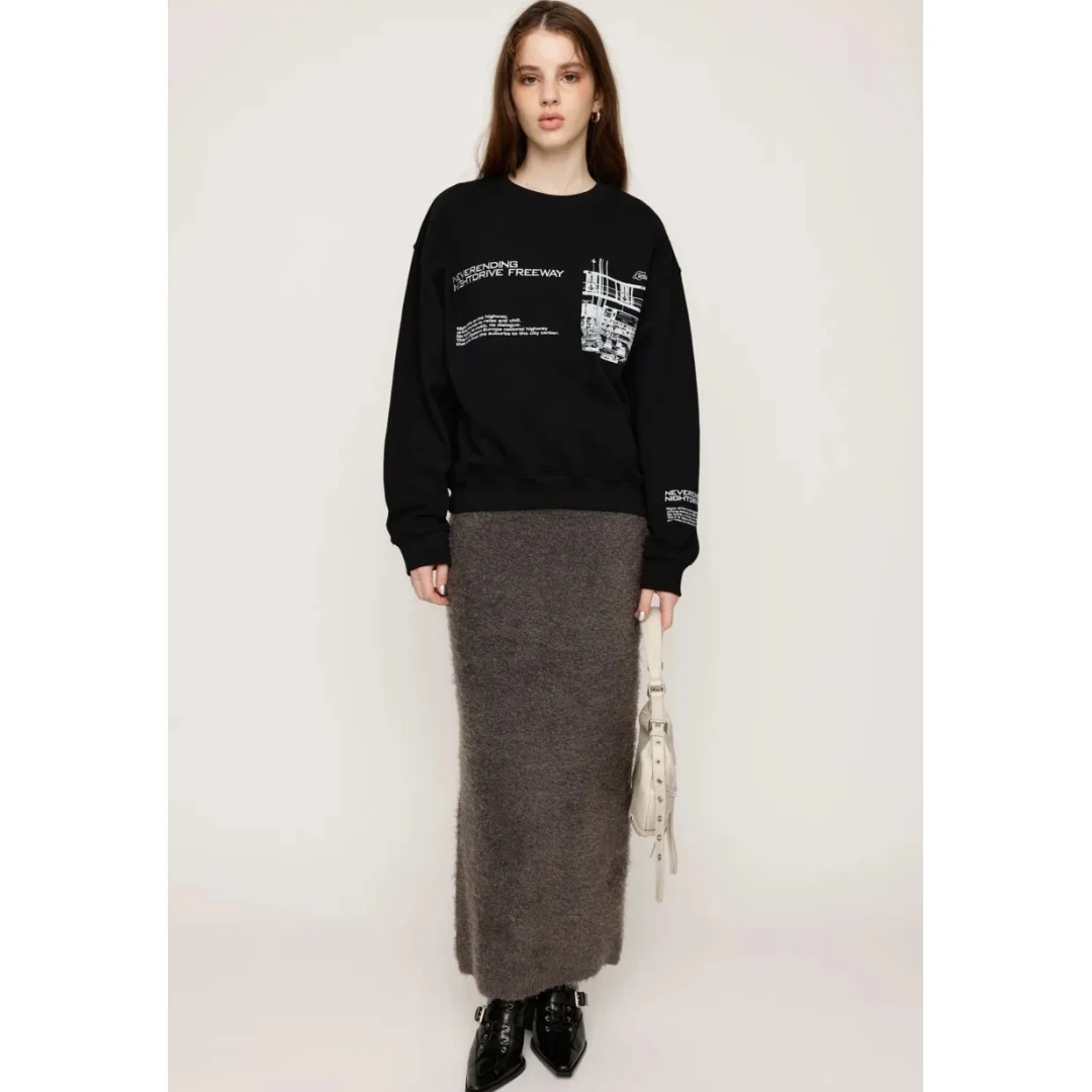 【DD外贸】 秋季新款 S 时尚休闲气质百搭毛茸茸流苏半裙