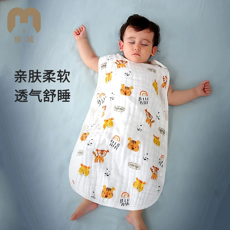 无袖睡袋宝宝纯棉纱布背心式新生儿童睡觉防踢被神器婴儿夏季薄款