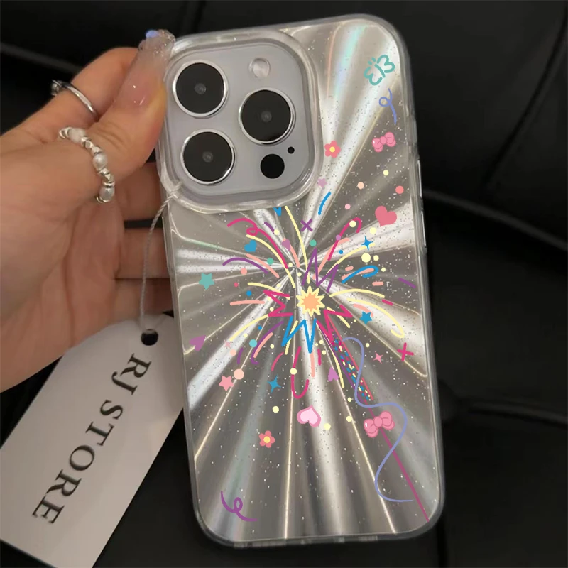 彩色烟花适用苹果16/15promax手机壳iPhone13创意14潮12/11防摔xr