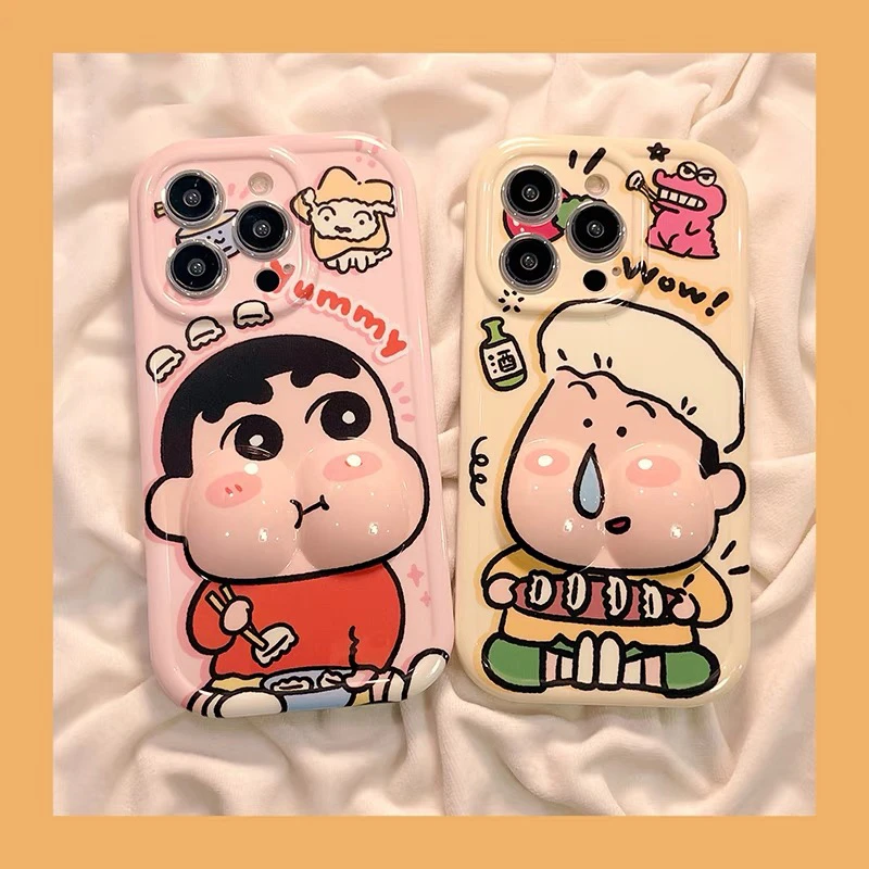 卡通可爱立体蜡笔小新适用iphone15promax手机壳苹果13/14全包12p