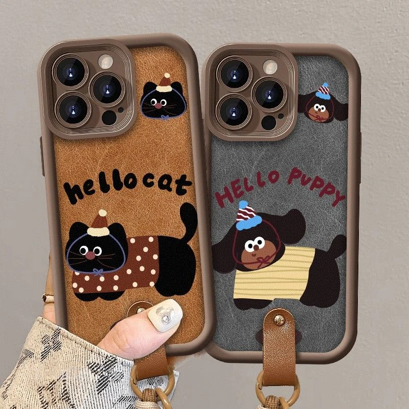 猫咪小狗适用iphone16promax手机壳15苹果13/14全包12/11挂绳xr7p