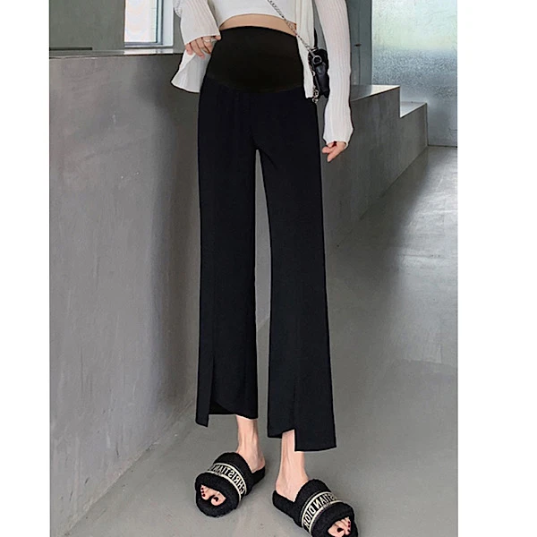 孕妇阔腿裤子春秋季薄款外穿春装新款打底裤垂感直筒西装拖地长裤
