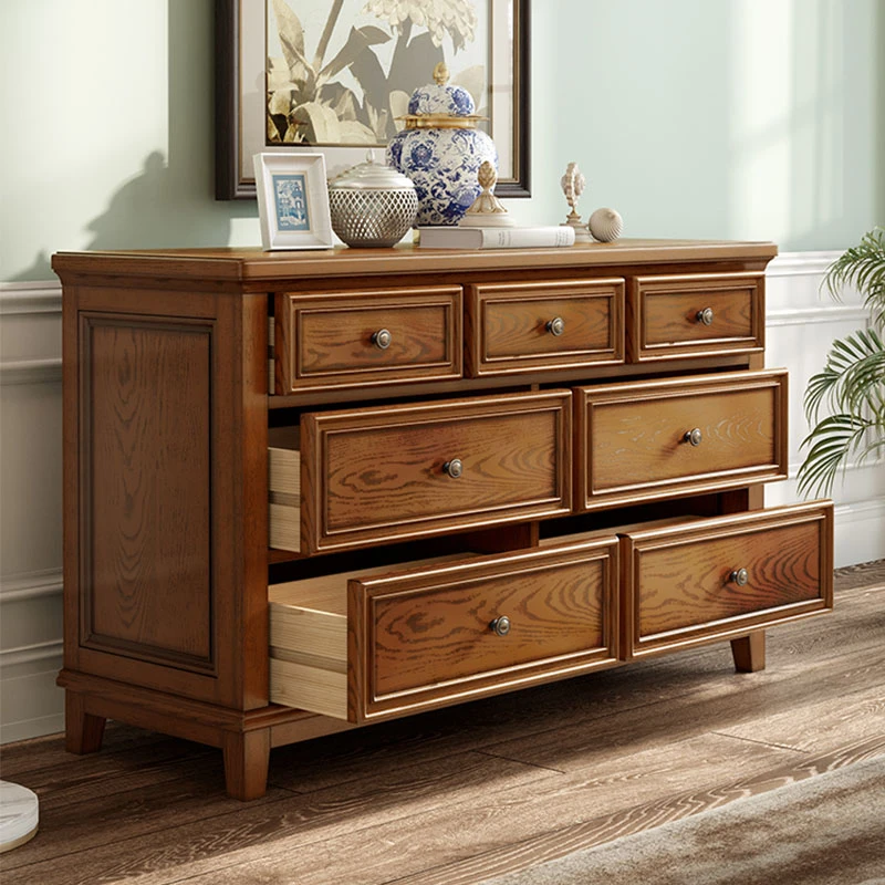 美式全实木白蜡木七斗柜六斗柜卧室客厅收纳储物柜复古靠墙抽屉柜