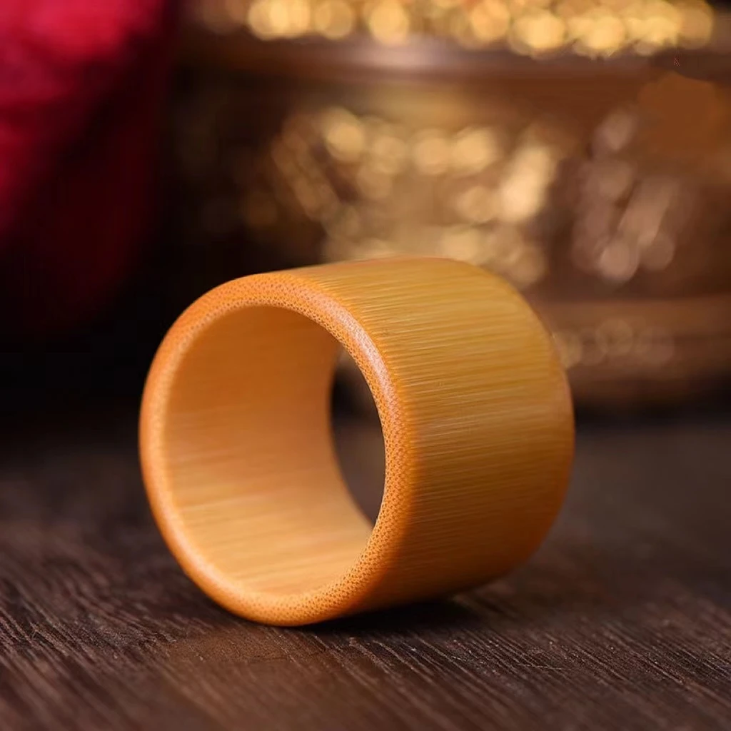 实心扳指鎏金心经刻字手把玉竹手工雕刻心经扳指/百福扳指/素扳指