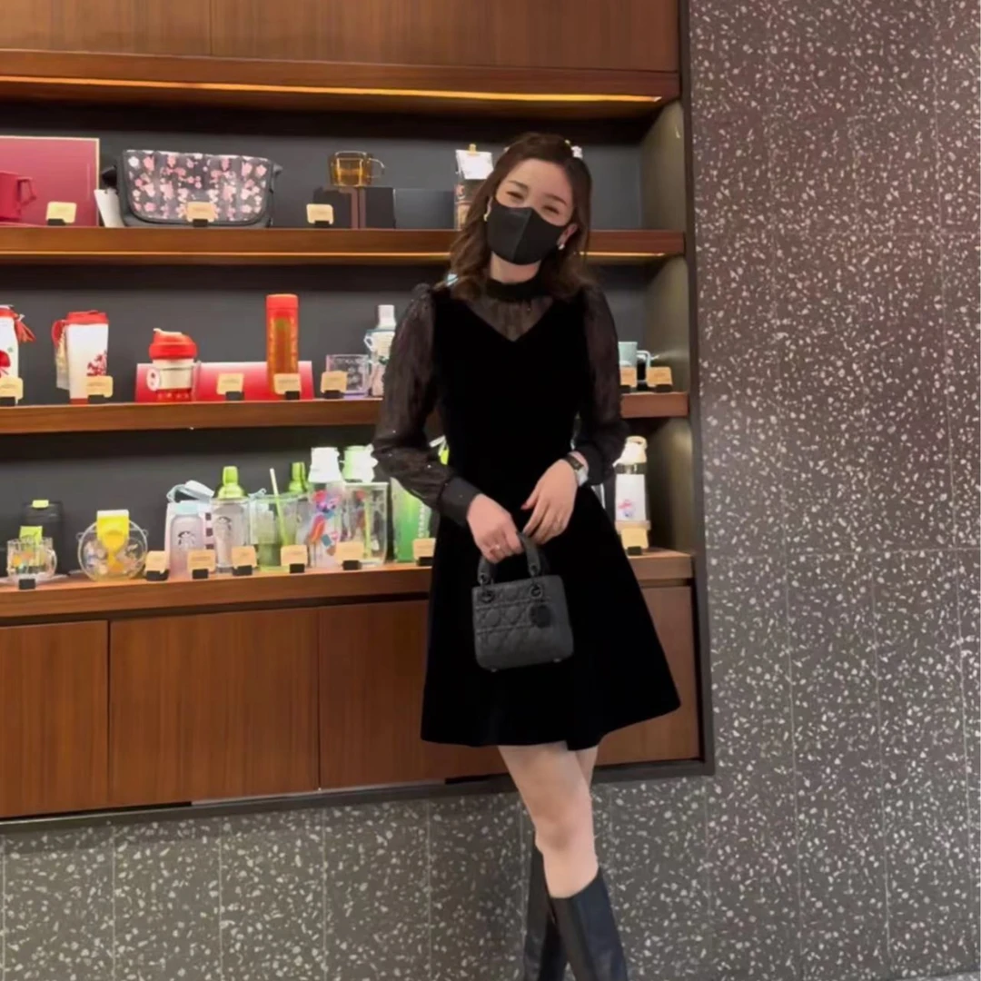 【DL高端定制】高级感秋冬款丝绒连衣裙2962