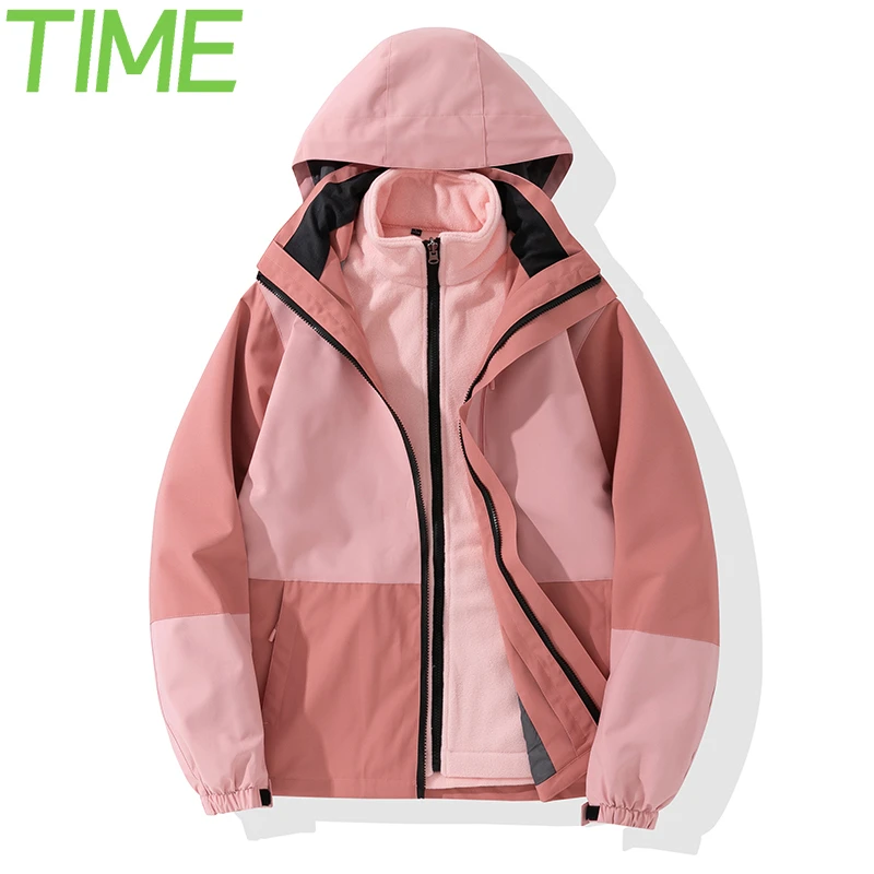 秋冬季户外冲锋衣男运动可拆卸三合一防风防水纯色防寒服夹克外套