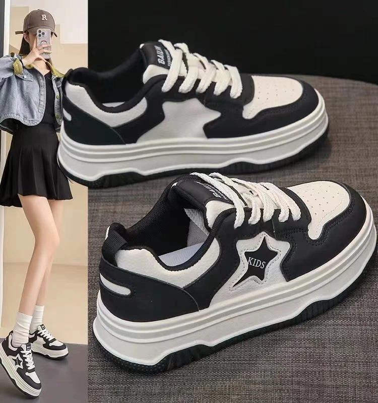 运动小白鞋女板鞋厚底百搭拼色ins时尚休闲鞋韩版2024春新款轻便