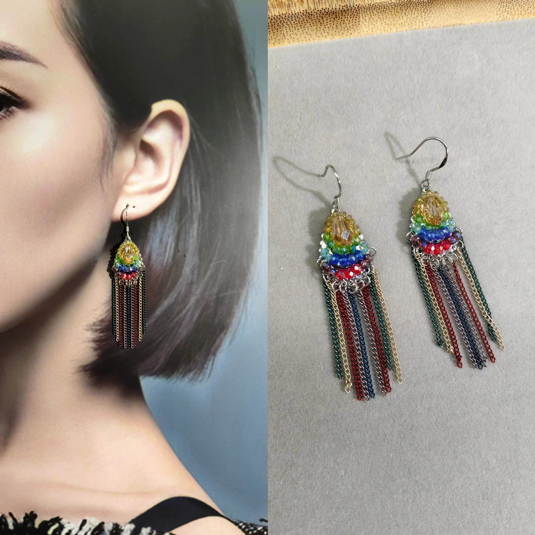 铜合金耳饰 22#民族风特色精致流苏耳环耳勾复古国风手作