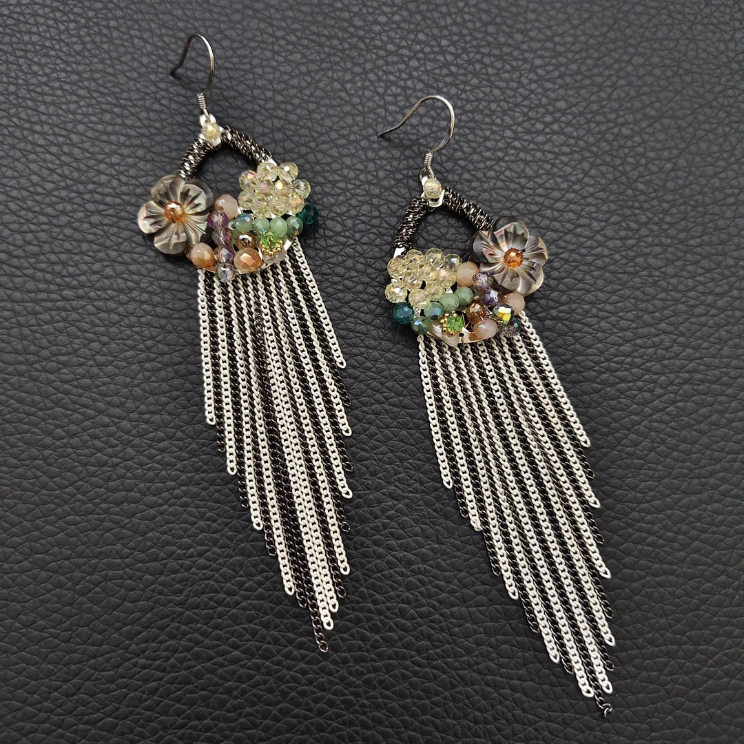 铜合金贝壳耳饰 29#民族风复古特色流苏耳环气质手作长款百搭