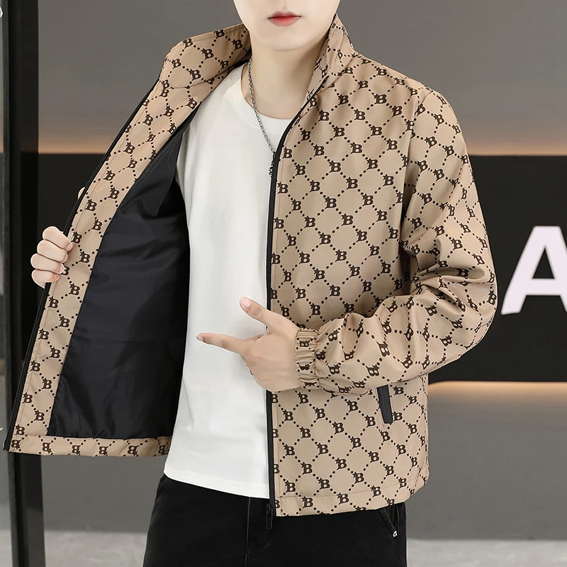 2025春秋季新款青年立领款修身潮流休闲韩版春秋季外套男新款夹克