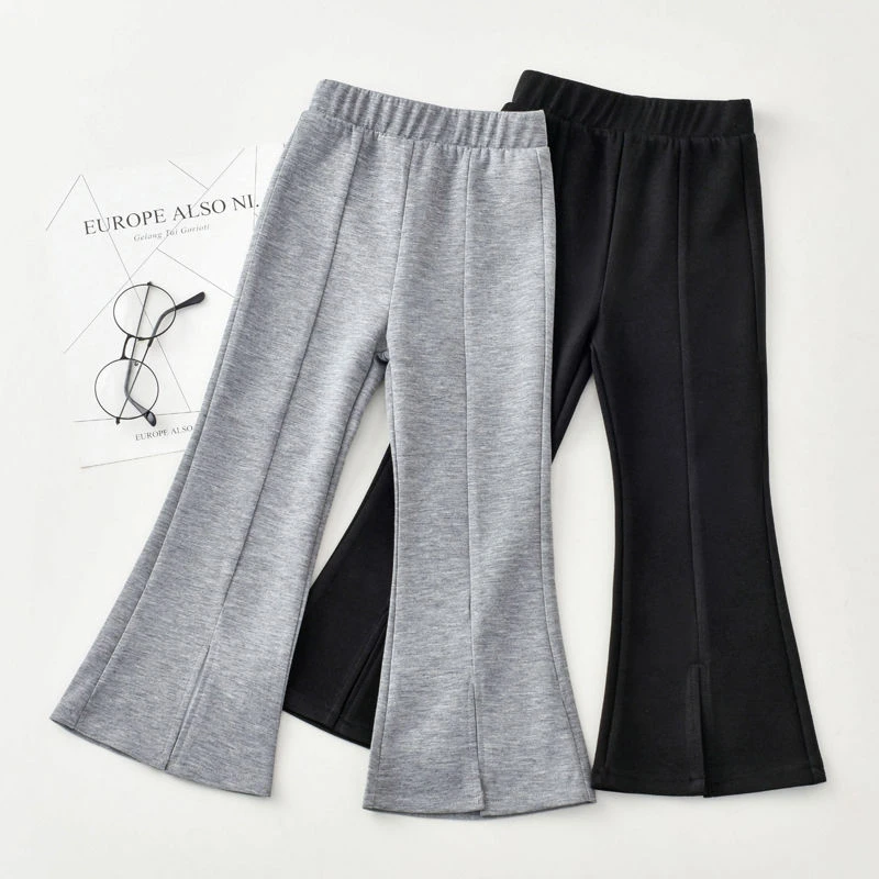 女童春秋新款裤子外穿儿童萌娃穿搭休闲微喇长裤中大童时髦喇叭裤