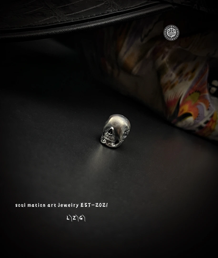 925银银制品 原创无·念骷髅个性主珠文玩长串手串百搭配珠配饰