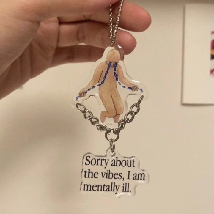 小红书同款sorry+i‘m+mentally+ill+精神状态挂件高颜值钥匙扣