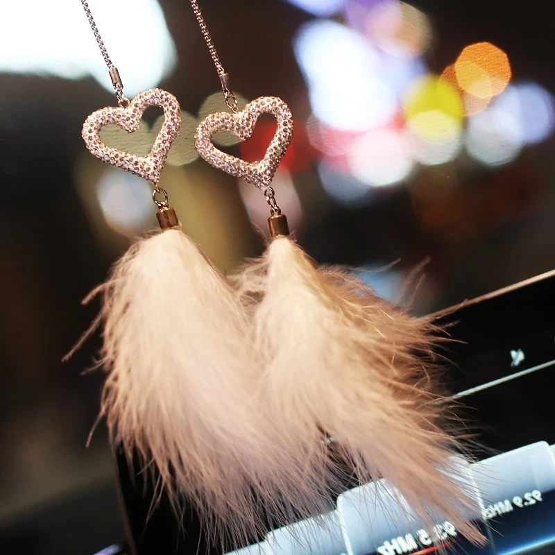 【热销爆款】氛围感羽毛挂件镶钻高档创意唯美后视镜装饰车载挂件