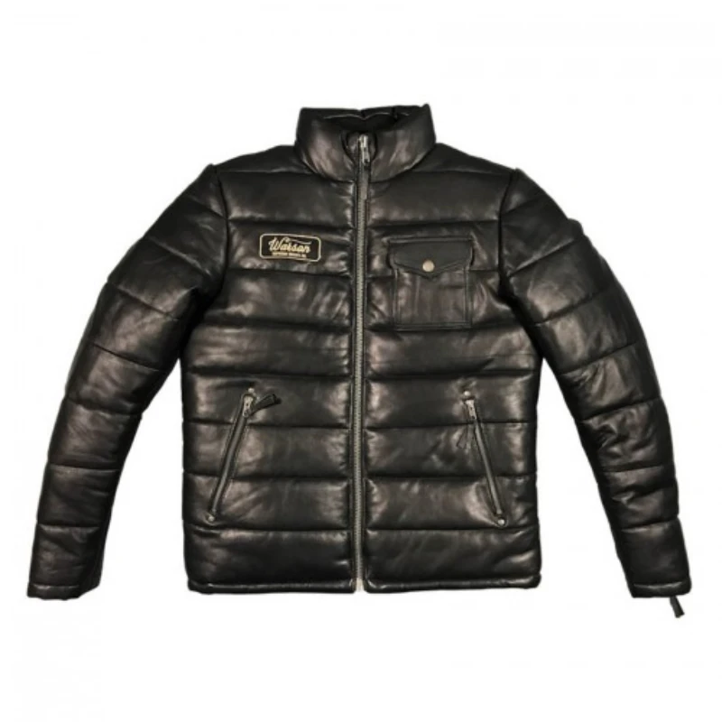 意大利沃森机车服饰品牌 纯黑加绒加厚保暖秋冬必备款皮衣