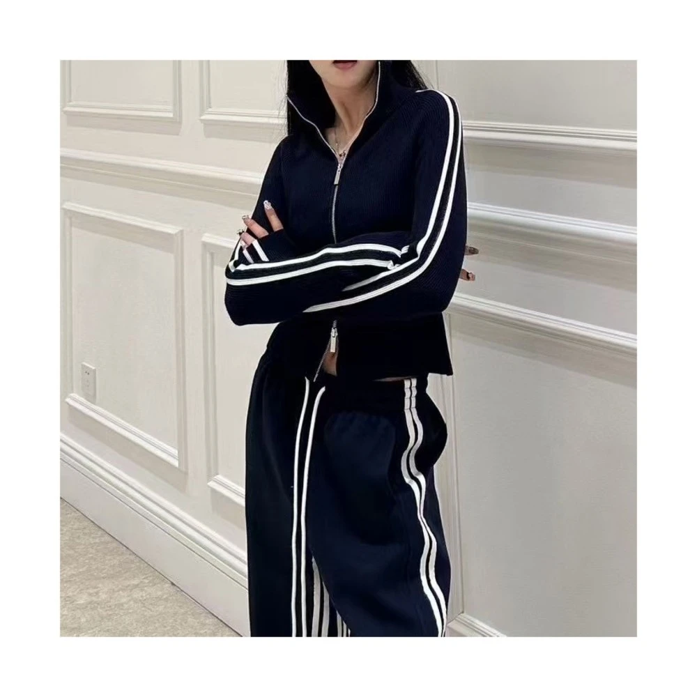 3688丨小众潮牌二杠白边毛衣开衫外套