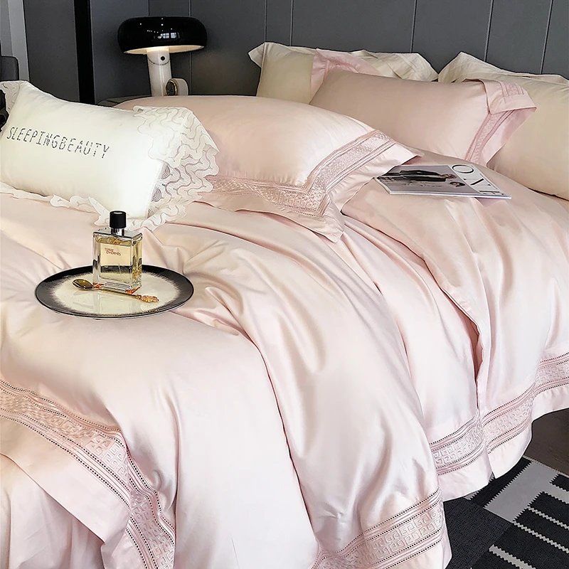 MINSUN-【兮梵】轻奢双股澳棉 高档绣边镂空款丝滑裸睡四件套