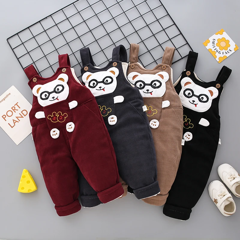 宝宝背带裤冬季加厚外穿连身裤子男童保暖休闲裤秋冬洋气婴儿棉裤