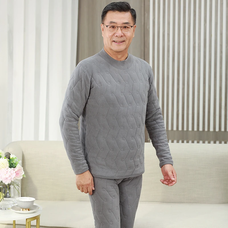 东北特厚保暖内衣男士套装加绒加厚秋衣秋裤打底中老年棉衣棉裤