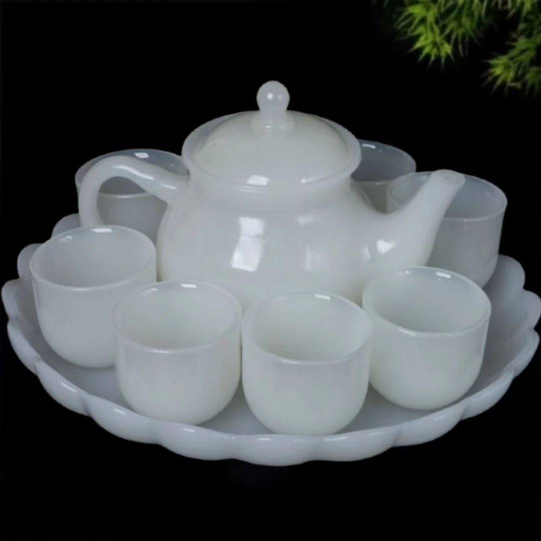 [玉石茶壶]碧玉色玉石茶壶泡茶壶茶杯单个中式功夫养生泡茶茶具