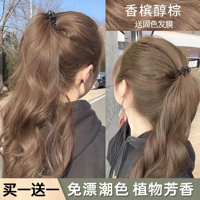【买一送一】香槟醇棕色染发剂纯爆款推荐植物自己在家染发膏不刺激