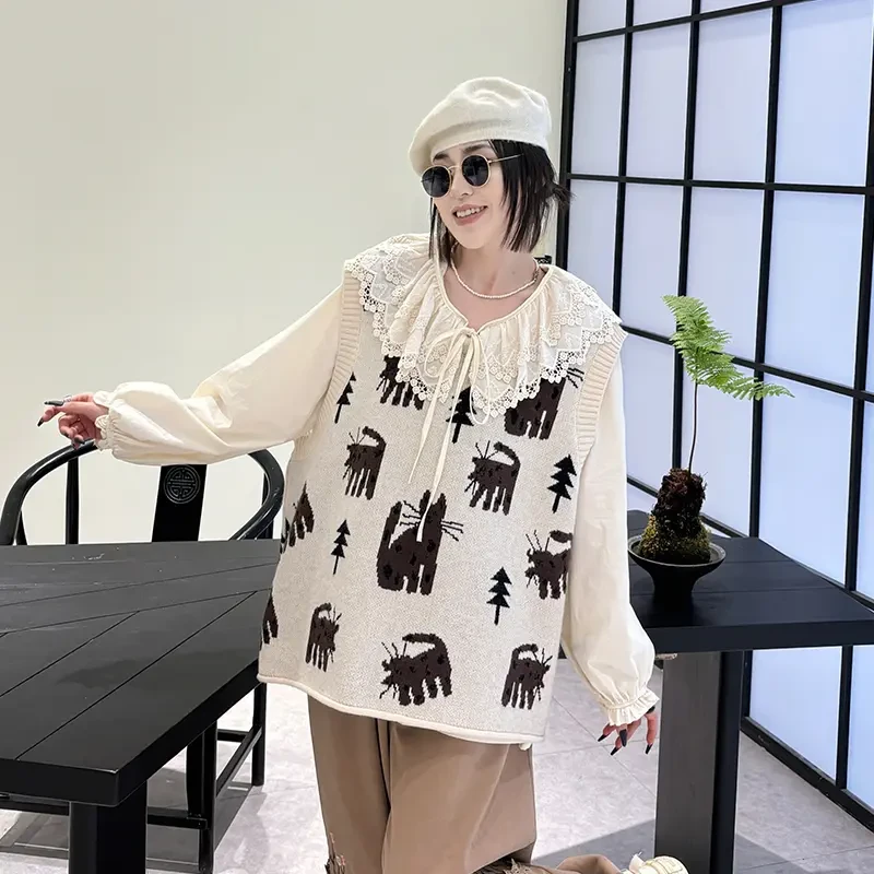 清仓不退换大码女装针织马甲宽松240斤时尚减龄无袖马夹秋季2024