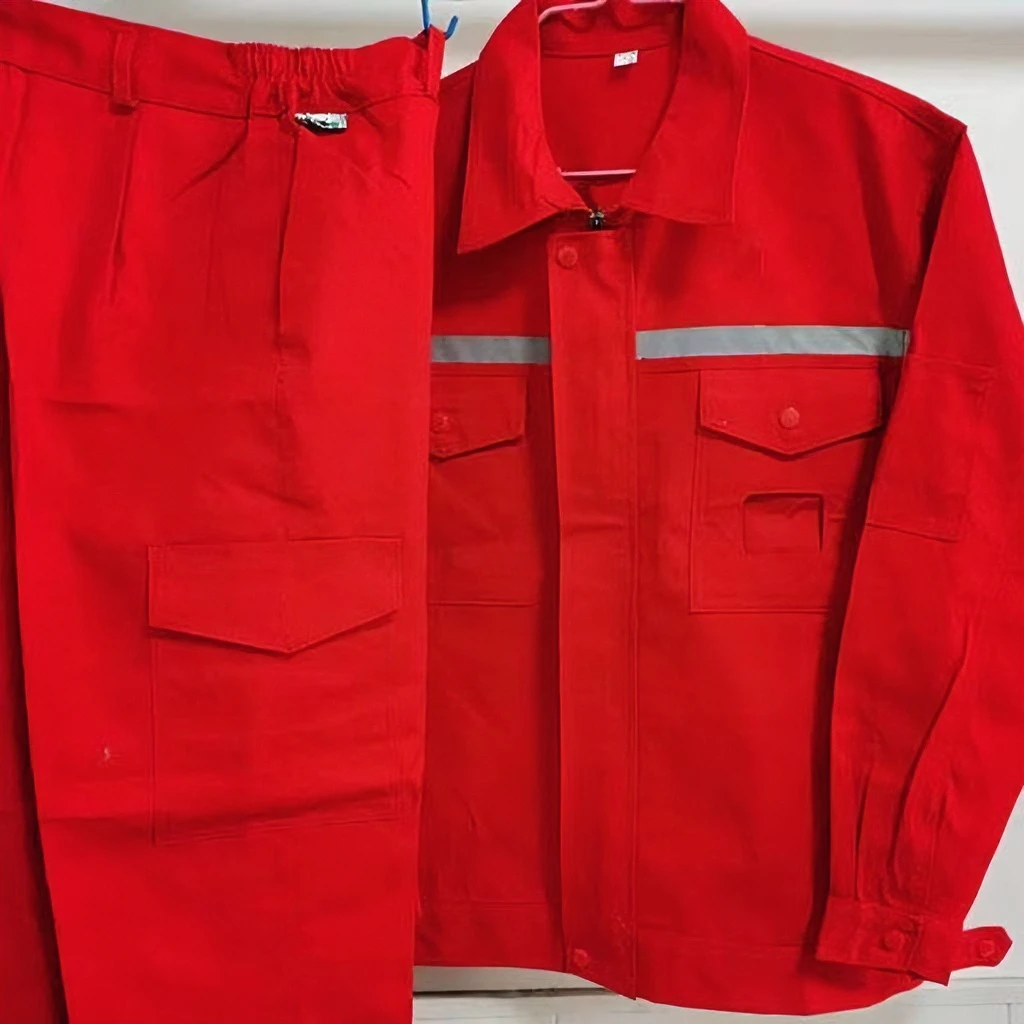 中石化纯棉加厚工作服套装男女纯色长袖劳保服耐磨透气加油站工装