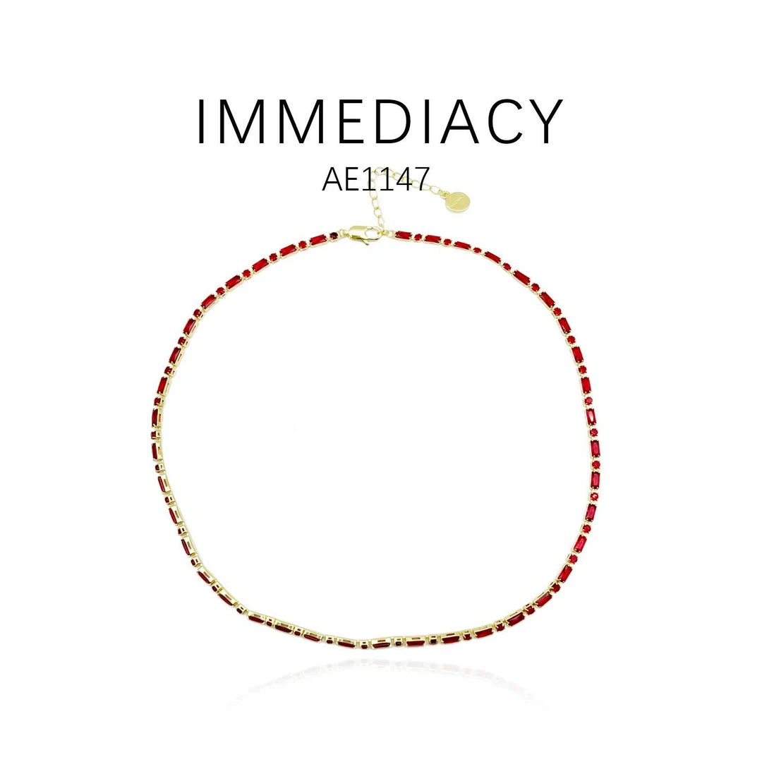 铜合金项链 时尚百搭红宝项链-AE1147