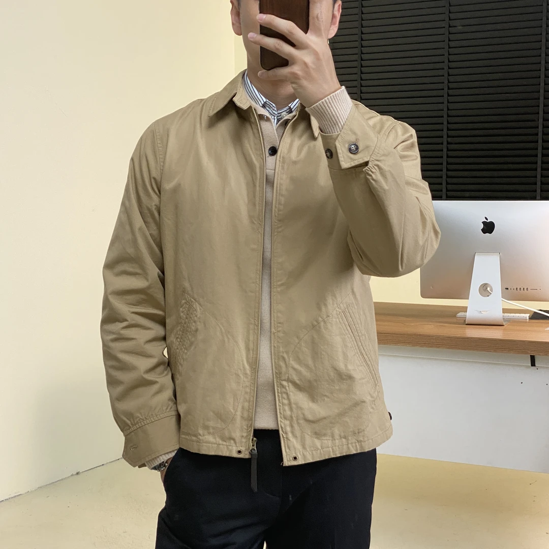 125RL秋冬美式经典男士休闲复古翻领夹克外卡其夹克百搭 23109