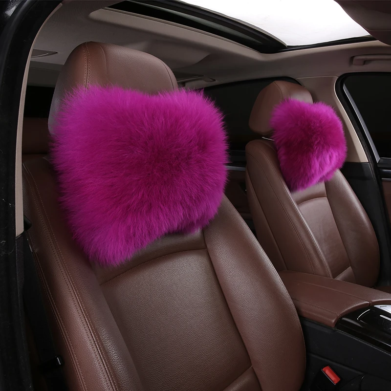 汽车长毛护颈枕腰枕长毛绒皮毛一体可爱毛绒型冬季保暖男女通用款