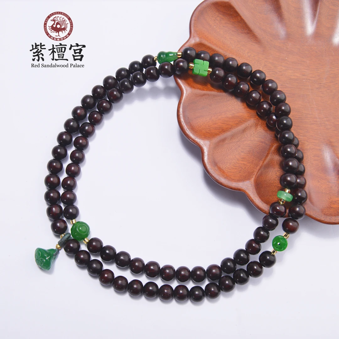 印度小叶紫檀老料福禄吉祥0.8手链