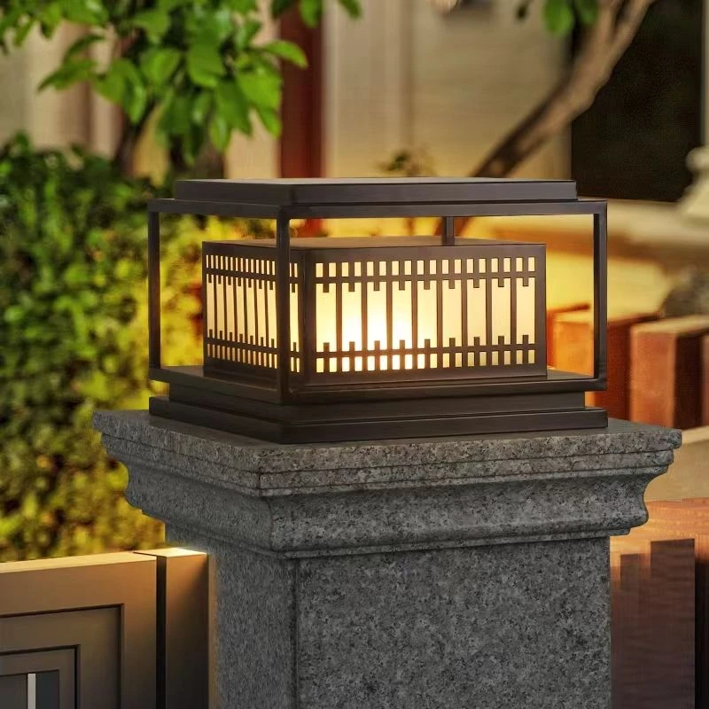 太阳能围栏竖纹柱头灯大门门头围墙柱子灯别墅庭院防水户外灯