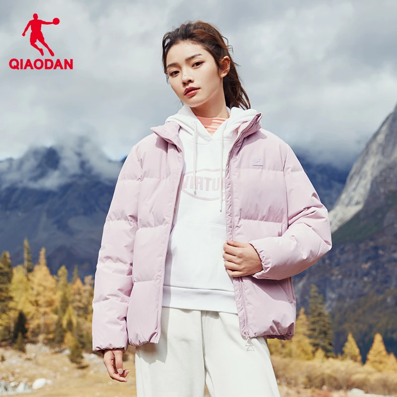 乔丹短款加厚保暖运动羽绒服女2024冬季户外休闲百搭时尚立领外套