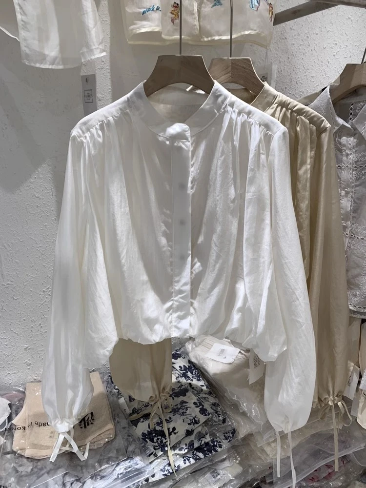 高级感法式名媛小香风白色长袖衬衫上衣女早春季气质轻奢洋气衬衣