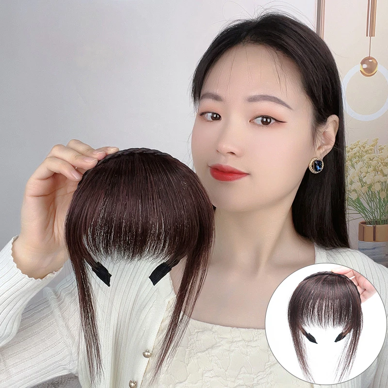 夏季薄款发箍刘海一体真发补发女前额头顶遮鬓角白发自然无痕假发