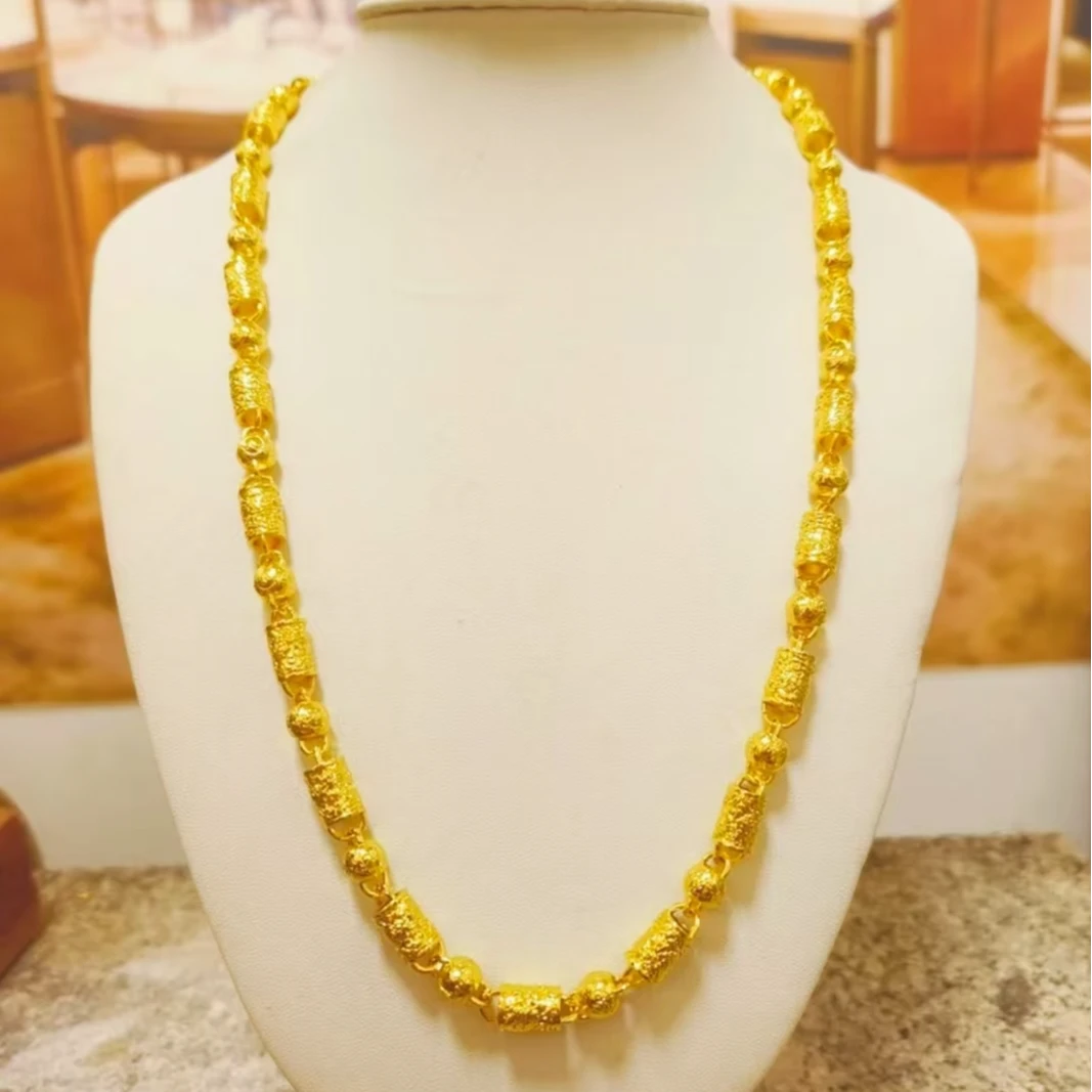 合金项链 圆柱项链   男士男款时尚百搭霸气素款经典空心潮流大气