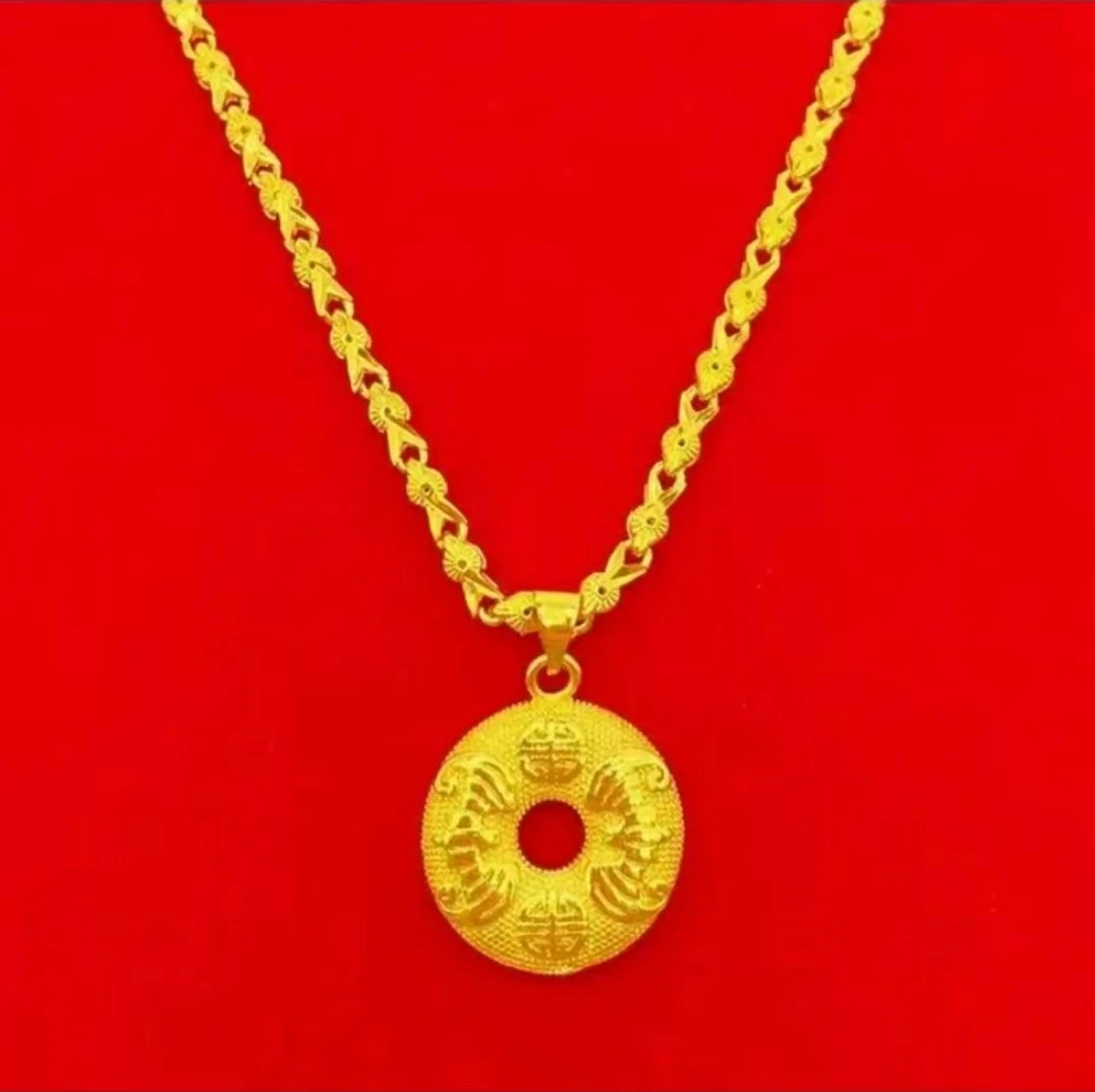 合金项链 平安扣项链女款时尚百搭女士经典金色精美素款不掉色