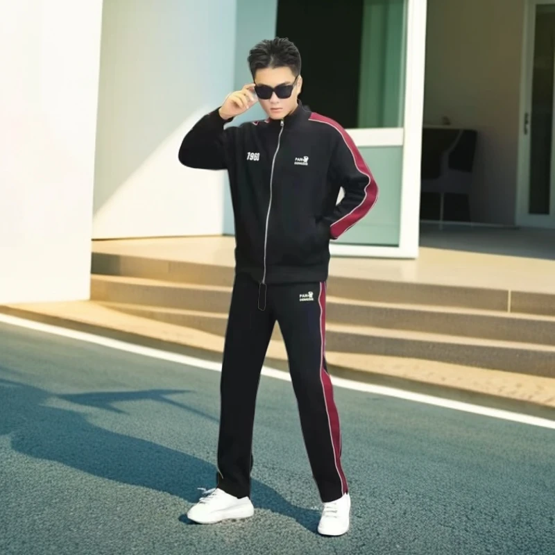 PANDENGZHE/攀登者品牌男士国潮秋冬时尚保暖宽松棉质休闲套装