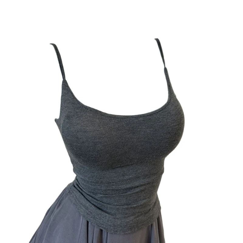 自带胸垫无中生有增杯外扩显胸吊带上衣内搭修身背心女款夏季内搭