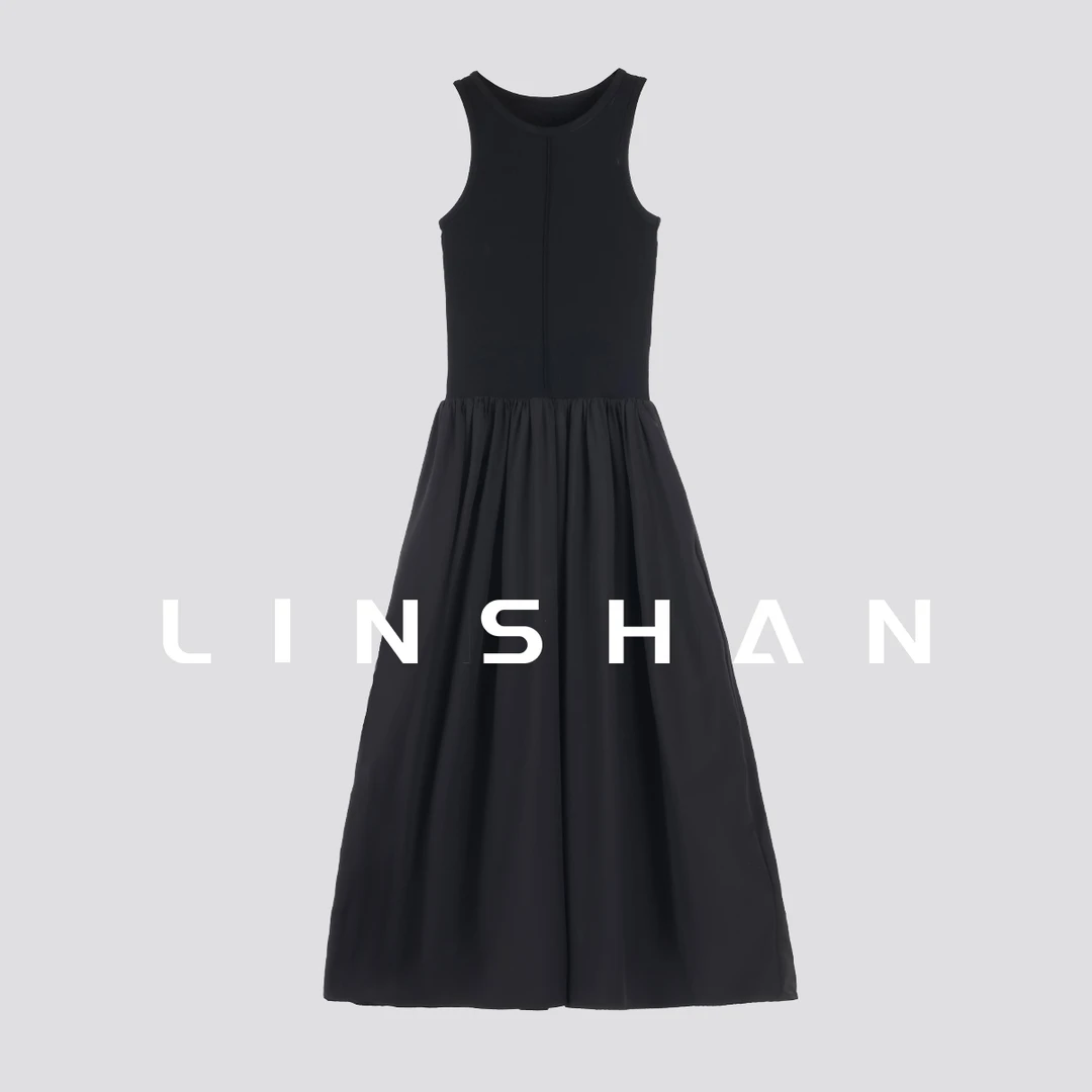HNLINSHAN 【暮色晚宴】连衣裙女显瘦黑色赫本风长裙小众23231503