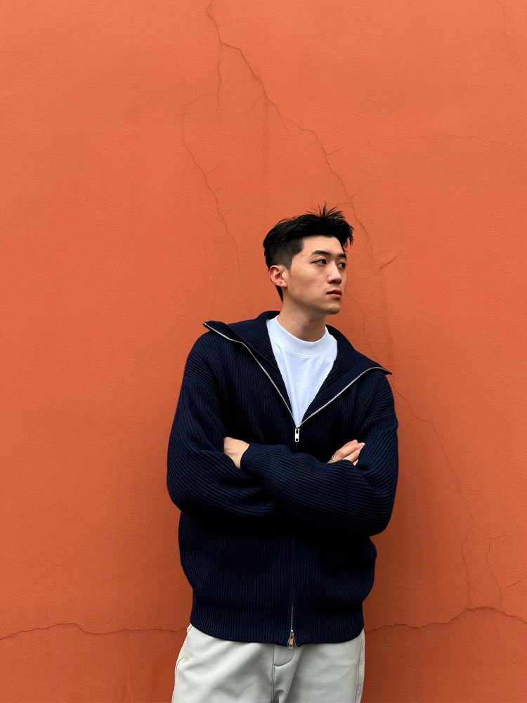 ZOZOFOREST【3153】“棉羊毛武士翻领”cleanfit老钱重磅保暖毛衣外套