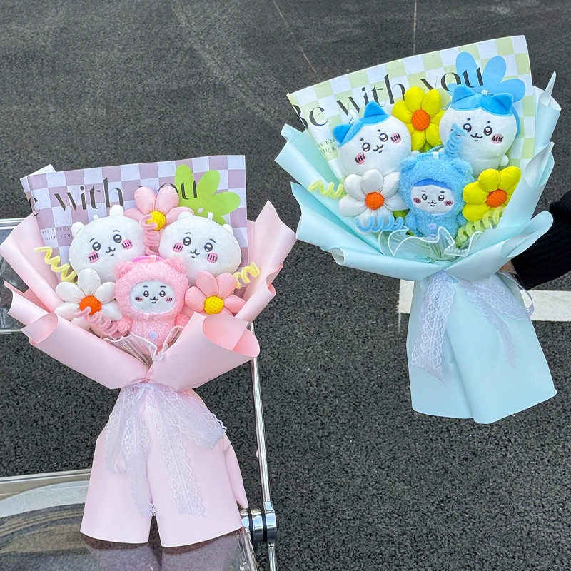 创意仿真花毛绒公仔chiikawa乌萨奇玩偶花束生日礼物送女生女朋友
